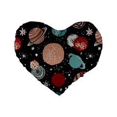 Space Galaxy Pattern Standard 16  Premium Heart Shape Cushions