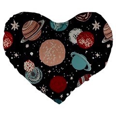 Space Galaxy Pattern Large 19  Premium Heart Shape Cushions