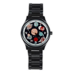 Space Galaxy Pattern Stainless Steel Round Watch