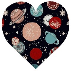 Space Galaxy Pattern Wooden Puzzle Heart