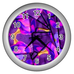 Background Wallpaper Flower Wall Clock (silver) by Vaneshart