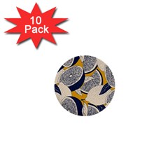 Blue And Ochre 1  Mini Buttons (10 Pack)  by Vaneshart