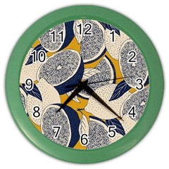 Blue And Ochre Color Wall Clock by Vaneshart