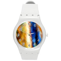 Abstract Paint Smears Round Plastic Sport Watch (m) by Vaneshart