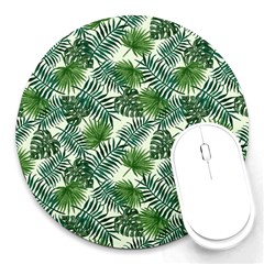 Leaves Tropical Wallpaper Foliage Round Mousepads by Vaneshart