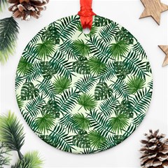 Leaves Tropical Wallpaper Foliage Ornament (round) by Vaneshart