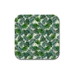 Leaves Tropical Wallpaper Foliage Rubber Square Coaster (4 Pack)  by Vaneshart