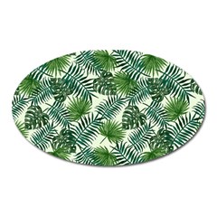 Leaves Tropical Wallpaper Foliage Oval Magnet by Vaneshart