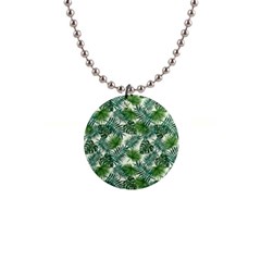 Leaves Tropical Wallpaper Foliage 1  Button Necklace by Vaneshart