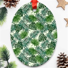 Leaves Tropical Wallpaper Foliage Oval Ornament (two Sides) by Vaneshart