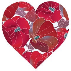 Floral Pattern Background Wooden Puzzle Heart