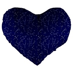 Constellations Pattern Large 19  Premium Flano Heart Shape Cushions by Vaneshart