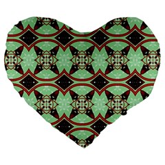 Christmas Pattern Large 19  Premium Flano Heart Shape Cushions by Vaneshart