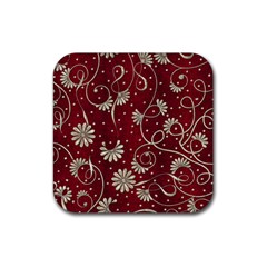 Floral Pattern Background Rubber Coaster (square)  by Vaneshart