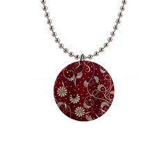 Floral Pattern Background 1  Button Necklace by Vaneshart