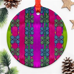 Flowers In A Rainbow Liana Forest Festive Ornament (round) by pepitasart