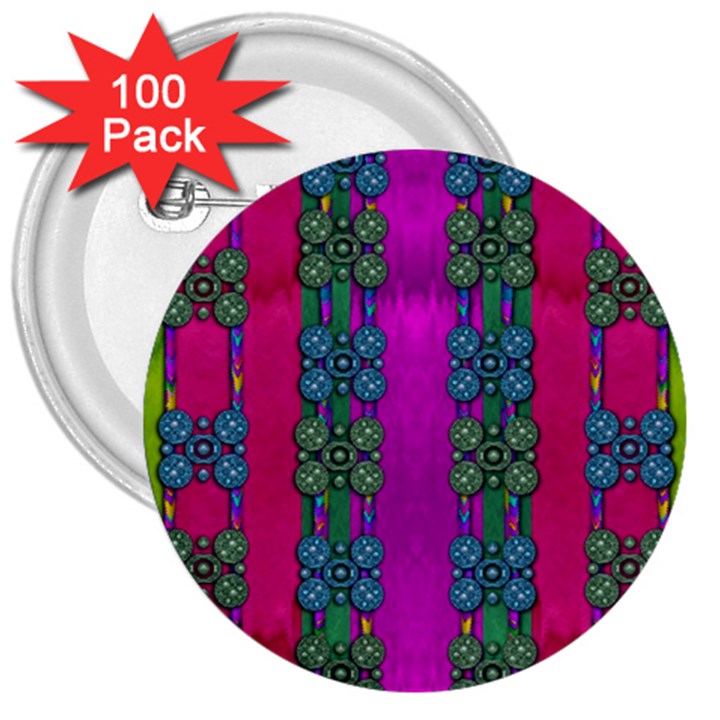 Flowers In A Rainbow Liana Forest Festive 3  Buttons (100 pack) 