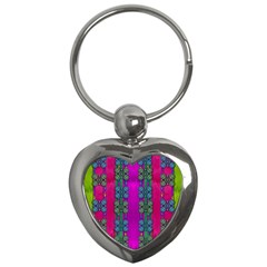 Flowers In A Rainbow Liana Forest Festive Key Chain (heart) by pepitasart