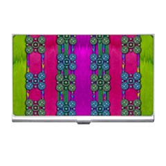 Flowers In A Rainbow Liana Forest Festive Business Card Holder by pepitasart