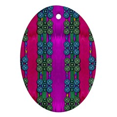 Flowers In A Rainbow Liana Forest Festive Oval Ornament (two Sides) by pepitasart