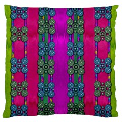 Flowers In A Rainbow Liana Forest Festive Large Cushion Case (one Side) by pepitasart