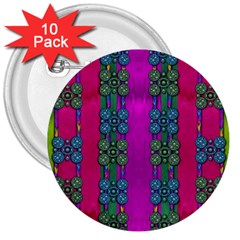 Flowers In A Rainbow Liana Forest Festive 3  Buttons (10 Pack)  by pepitasart