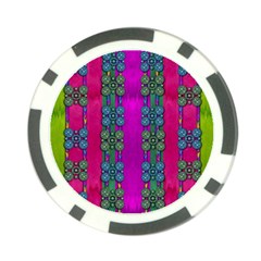 Flowers In A Rainbow Liana Forest Festive Poker Chip Card Guard by pepitasart