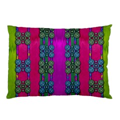 Flowers In A Rainbow Liana Forest Festive Pillow Case by pepitasart