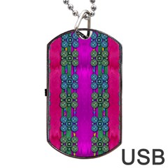 Flowers In A Rainbow Liana Forest Festive Dog Tag Usb Flash (two Sides) by pepitasart