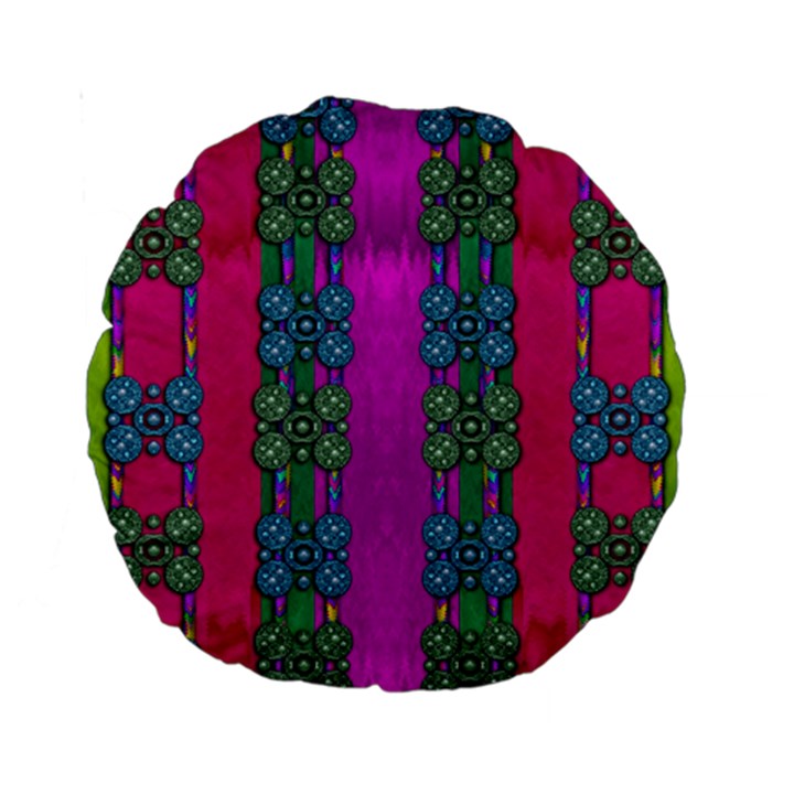 Flowers In A Rainbow Liana Forest Festive Standard 15  Premium Round Cushions