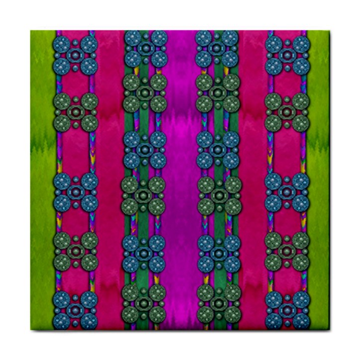 Flowers In A Rainbow Liana Forest Festive Tile Coaster