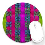 Flowers In A Rainbow Liana Forest Festive Round Mousepads Front