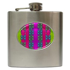 Flowers In A Rainbow Liana Forest Festive Hip Flask (6 Oz) by pepitasart