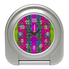 Flowers In A Rainbow Liana Forest Festive Travel Alarm Clock by pepitasart