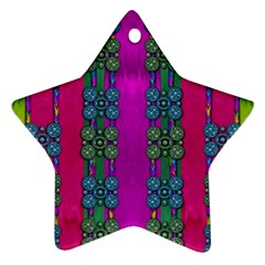 Flowers In A Rainbow Liana Forest Festive Star Ornament (two Sides) by pepitasart