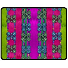 Flowers In A Rainbow Liana Forest Festive Double Sided Fleece Blanket (medium)  by pepitasart