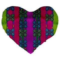 Flowers In A Rainbow Liana Forest Festive Large 19  Premium Flano Heart Shape Cushions by pepitasart