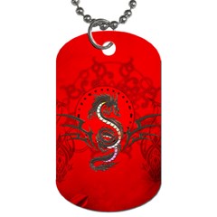 Chinese Dragon On Vintage Background Dog Tag (one Side) by FantasyWorld7