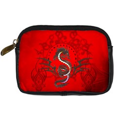 Chinese Dragon On Vintage Background Digital Camera Leather Case by FantasyWorld7