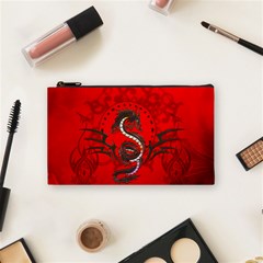 Chinese Dragon On Vintage Background Cosmetic Bag (small) by FantasyWorld7