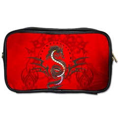 Chinese Dragon On Vintage Background Toiletries Bag (one Side) by FantasyWorld7