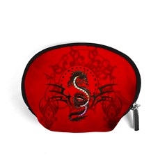 Chinese Dragon On Vintage Background Accessory Pouch (small) by FantasyWorld7