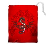 Chinese Dragon On Vintage Background Drawstring Pouch (5XL) Front