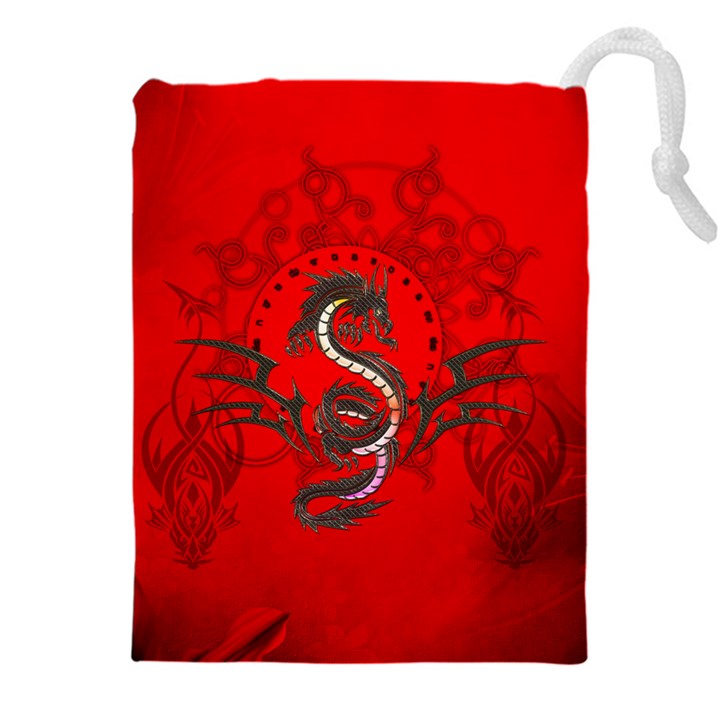 Chinese Dragon On Vintage Background Drawstring Pouch (5XL)