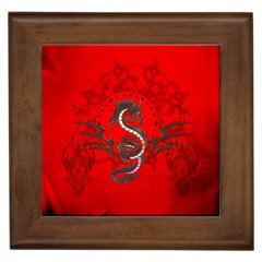 Chinese Dragon On Vintage Background Framed Tile by FantasyWorld7