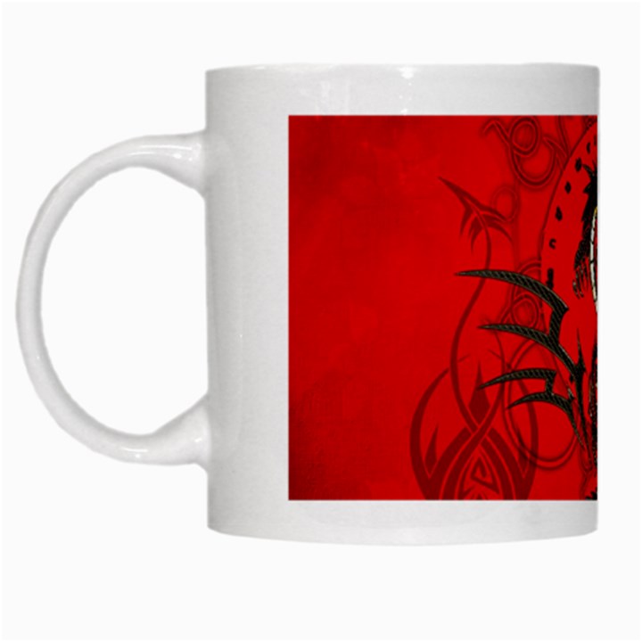 Chinese Dragon On Vintage Background White Mugs