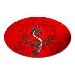 Chinese Dragon On Vintage Background Oval Magnet by FantasyWorld7