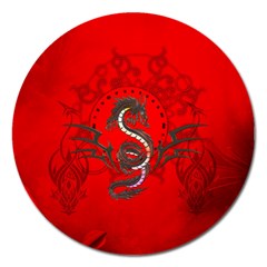 Chinese Dragon On Vintage Background Magnet 5  (round) by FantasyWorld7