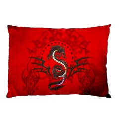 Chinese Dragon On Vintage Background Pillow Case by FantasyWorld7