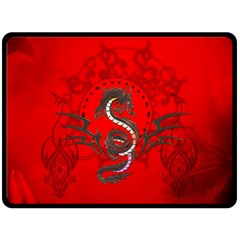 Chinese Dragon On Vintage Background Fleece Blanket (large)  by FantasyWorld7